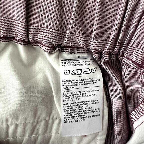 Banana Republic Factory Hayden Ankle Pant Burgundy Plaid 0 NWT - Picture 10 of 10